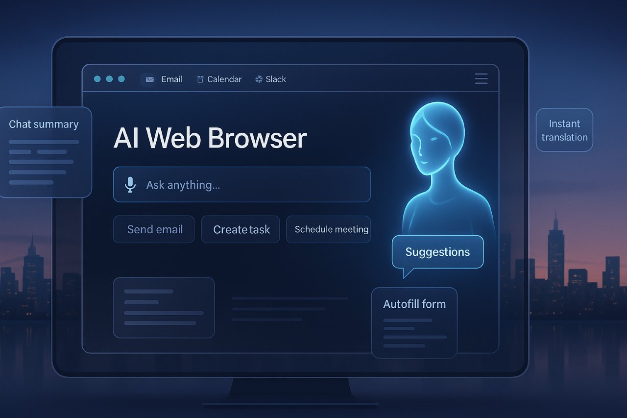 Futuristic AI Web Browser at Dusk