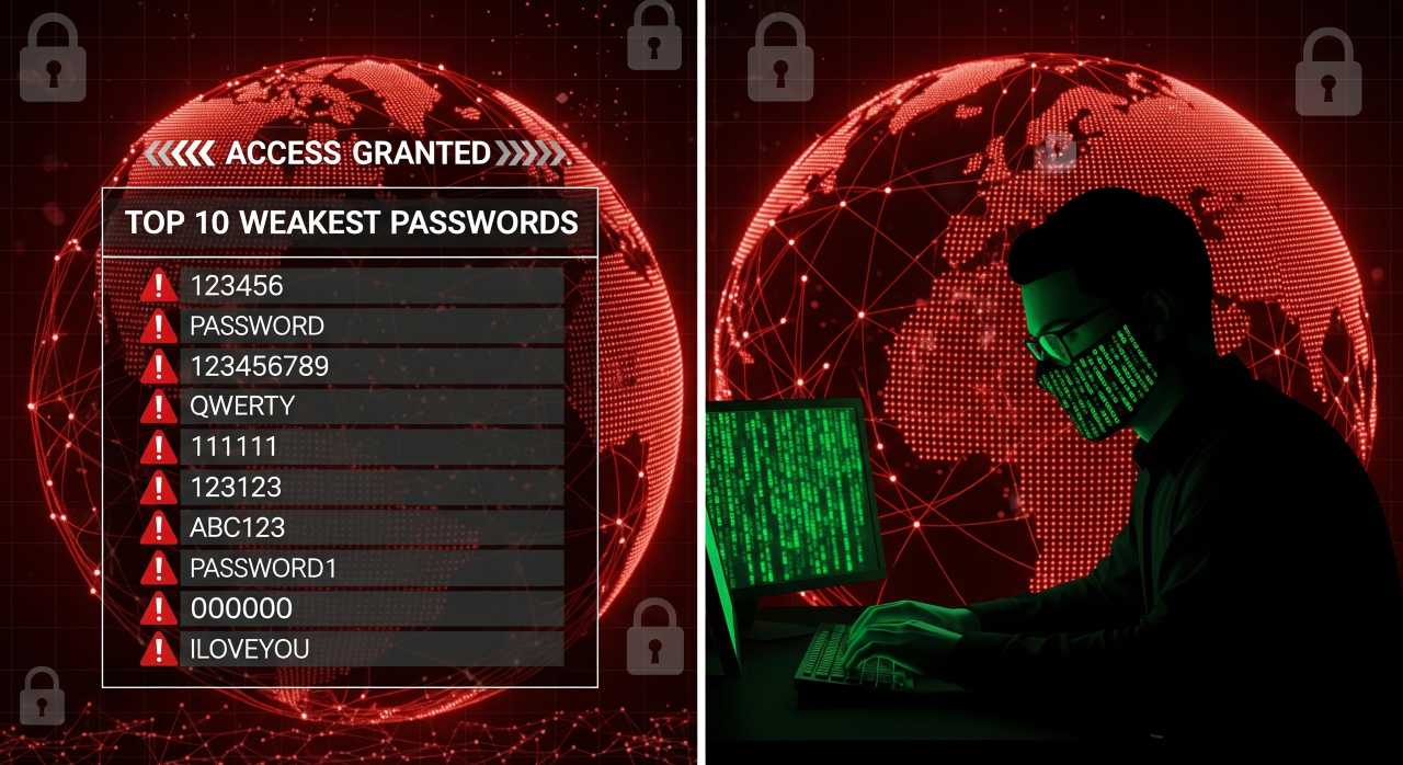 What are the top 10 weakest passwords